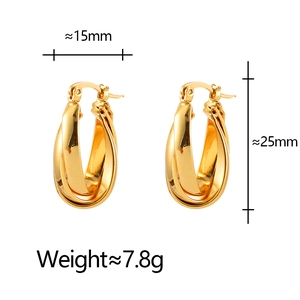 French minimalist gold twisted hoop earrings with elegant mirror finish for women