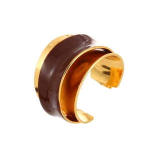 Französisches Retro Gold Armreif mit unregelmäßigem Design und roter Emaillierung