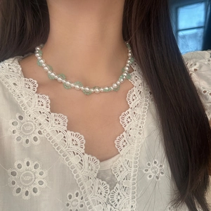 Handmade Wavy Beaded Necklace With Imitation Artificial Pearls And Crystal Beads Elegant Floral Pattern Choker For Women 18K Gold Plated