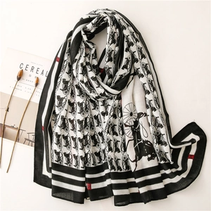 Vintage Carriage Horse Print Scarf Shawl Lightweight Polyester Fabric Retro Elegant Travel Beach Wrap For Women