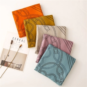 Sciarpa Lunga Moda Scialle Per Donna Sensazione Cotone Lino Poliestere Stampa Corda Nautica Protezione Solare Frange