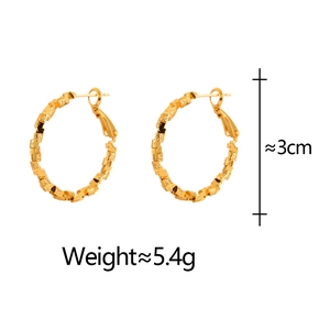 Minimalist gold hoop earrings with irregular textured finish, 3cm size for women