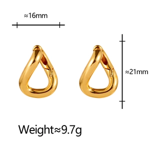 Minimalist gold teardrop hoop earrings measuring 16x21mm with elegant glossy finish