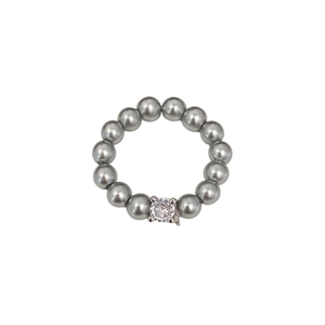 Elegant grey pearl ring featuring a central white zircon with high-end minimalist design