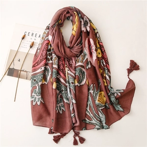 Sciarpa Scialle Etnica Con Stampa Floreale Paisley Da Donna Leggero Con Nappe Retro Boho Solare Spiaggia Viaggio