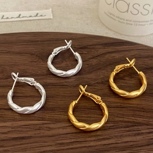Matte Twist Hoop Earrings Copper Plated Geometric Minimalist Elegant Style Fashion Jewelry For Women