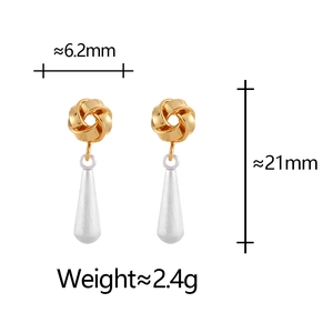 Elegant gold twisted knot and silver waterdrop tassel earrings with size measurement