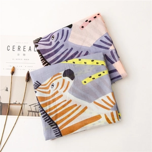 Abstract zebra print cotton linen scarf for women, lightweight summer long pashmina shawl