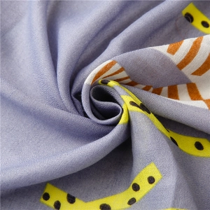 Macro detail of breathable cotton linen fabric with abstract purple and yellow zebra patterns