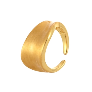 Minimalist golden irregular wave ring with a matte brushed finish for women