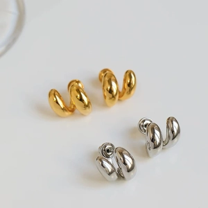 Boucles d'oreilles créoles doubles en U épaisses en finitions or et argent polis