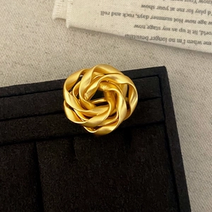 French matte gold irregular rose stud earring on black velvet showcase display
