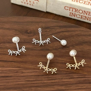 Boucles D'oreilles Künstliche Perle Nœud Pour Femmes Élégantes Laiton Plaqué Or 14k Papillon Zircone Bijoux Mode Quotidiens
