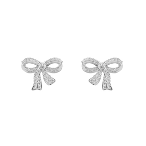 Boucles d'oreilles nœud en zircon étincelant et métal argenté pour un look quotidien chic