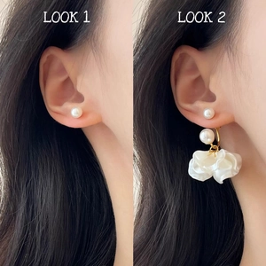 Elegante Französische Vintage Blumenblatt Tropfenohrringe Mit Kunstperlen Legierung Acryl Für Frauen Romantischer Schmuck
