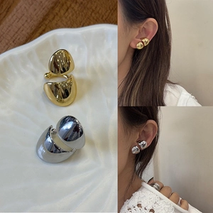 Minimalist Glossy Geometric Ear Cuffs Non Pierced Earrings Organic Smooth Copper Jewelry For Women Modern Fashion Accessory