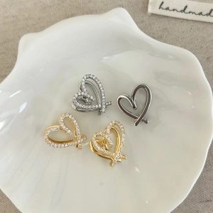 Boucles D'oreilles Créoles Cœur Élégantes Pour Femmes Cuivre Design Creux Avec Micro Pavé De Zircon Bijoux Minimalistes