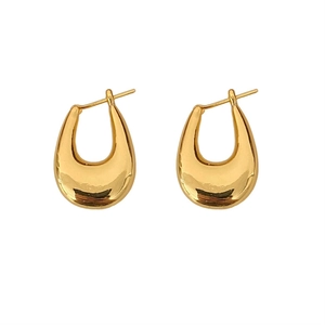 Elegant 18K gold-plated U-shaped hoop earrings with minimalist polished finish