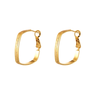 Elegant gold geometric square earrings with matte textured finish and polished edges