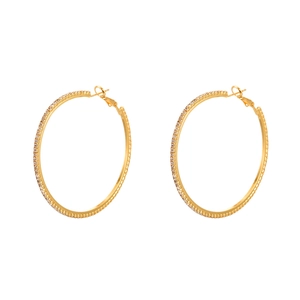 Boucles d'oreilles créoles dorées de luxe serties de zircons au design rond classique