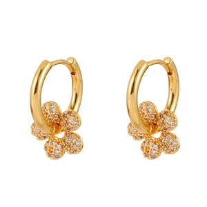 Elegant gold-plated hoop earrings with sparkling cubic zirconia flower pendants
