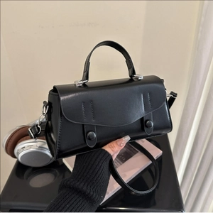Women Minimalist PU Leather Small Square Shoulder Bag Retro Casual Crossbody Handbag With Top Handle Daily Fashion Bag