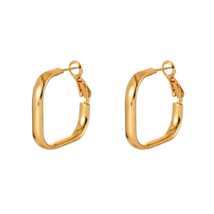 Boucles d'oreilles créoles géométriques carrées dorées minimalistes avec finition métallique