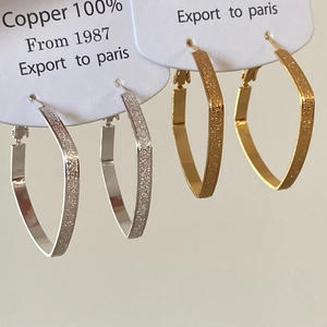 Geometric Square Copper Hoop Earrings For Women Matte Textured Metal Large Minimalist Modern Fashion Jewelry Accessories