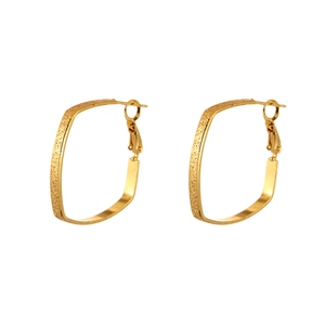 Minimalist square geometric gold earrings with textured matte finish for women
