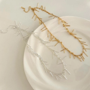 Collier De Mode À Franges Gland Barres Métalliques Géométriques Choker Pour Femmes Style Minimaliste Bijoux En Cuivre