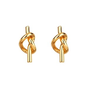 Minimalist gold knotted stud earrings with high-polish finish and sleek modern design