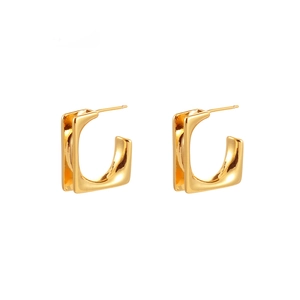 Elegante goldene geometrische Doppel-Ohrstecker im minimalistischen U-förmigen Design
