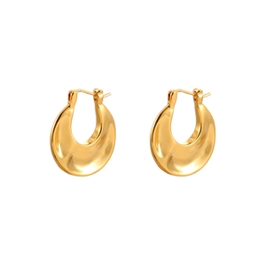Französische Luxus-Creolen in Gold, U-förmig, klobiges Design mit poliertem Metall
