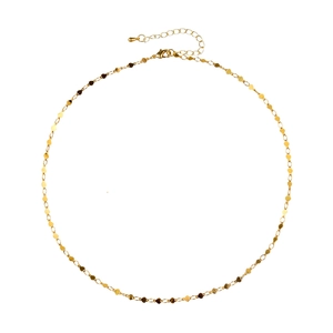 Elegant gold choker necklace featuring heart-shaped links and adjustable lobster clasp