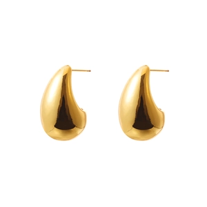 Minimalist gold-plated teardrop stud earrings with a high-polished mirror finish