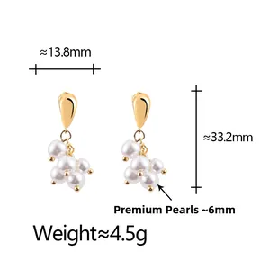 Spécifications détaillées des boucles d'oreilles grappe de perles avec dimensions de 33,2 mm