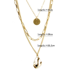 Detailed layered gold-plated necklace set with lengths of 38cm, 42cm and 50.5cm for women