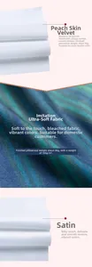 Detailed view of peach skin fabric, super soft faux fabric, and satin cushion cover textures