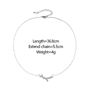 Détails du collier nœud avec longueur 36,8 cm, rallonge 5,5 cm et poids de 4 g inclus