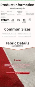 Size chart for linen flower pillowcases with fabric detail and digital print specs