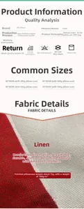 Detailed size chart for Easter pillow covers with fabric weight and core recommendations