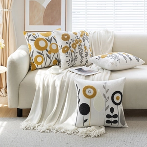 Nordic Katoen Bloem Borduurwerk Kussenslopen Chenille Bloemen Kussenhoezen Voor Sofa Woonkamer Home Decor