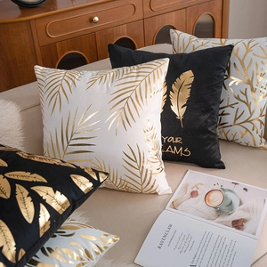 Luxus Kissenbezüge mit goldener Blattfolie in Schwarz und Weiß für Sofa-Dekoration