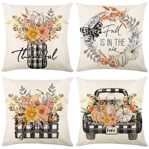 Thanksgiving Herfst Kussenhoes Polyester Pompoen Zonnebloem Print Kussenhoes Voor Thuis Woonkamer Bank Decoratie