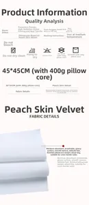 Infographic showing various sizes and fabric details of peach skin floral pillowcases