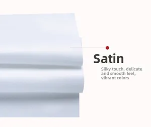Detail of high-density white satin fabric with smooth silk texture and soft sheen