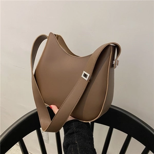 Sac à Épaule Hobo en Cuir Synthétique pour Femmes Minimaliste Demi-Lune Sac Seau Élégant Couleur Unie Sac à Main Navette
