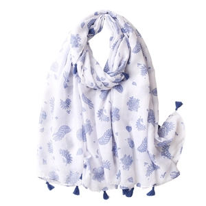 Longue Écharpe Châle Femme Aspect Coton Lin Imprimé Floral Paisley Franges Protection Solaire Plage Élégant