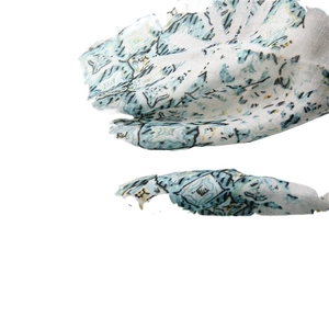 Lightweight blue geometric diamond print scarf made of soft and breathable voile fabric