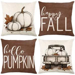 Herbst Ernte Kürbis Deko Kissenbezug Polyester Quadratisch Kissenhülle Happy Fall Hello Pumpkin Retro Truck Herbst Home Deko
